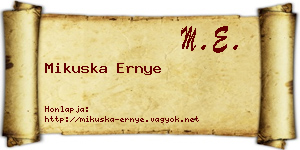 Mikuska Ernye névjegykártya